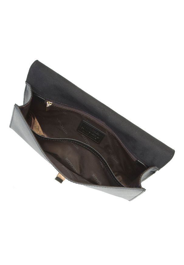 Wittchen - Kopertówka skórzana prosta z łańcuszkiem. Kolor: czarny. Wzór: haft. Sezon: lato. Dodatki: z haftem. Materiał: skórzane. Styl: casual, elegancki