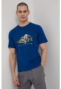 Helly Hansen t-shirt bawełniany z nadrukiem. Kolor: niebieski. Materiał: bawełna. Wzór: nadruk