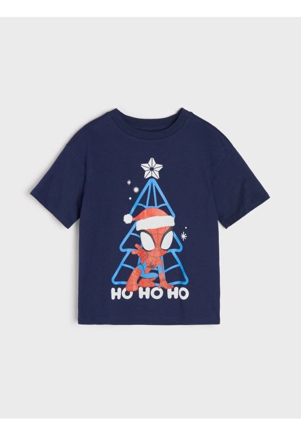 Sinsay - Koszulka z nadrukiem MARVEL - granatowy. Kolor: niebieski. Materiał: bawełna. Wzór: nadruk, motyw z bajki. Styl: wizytowy