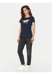 Mustang T-Shirt Loa 1016136 Granatowy Slim Fit. Kolor: niebieski. Materiał: bawełna #3