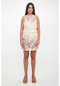 Twinset Milano - Sukienka lniana w kwiaty TWINSET. Materiał: len. Wzór: kwiaty #3