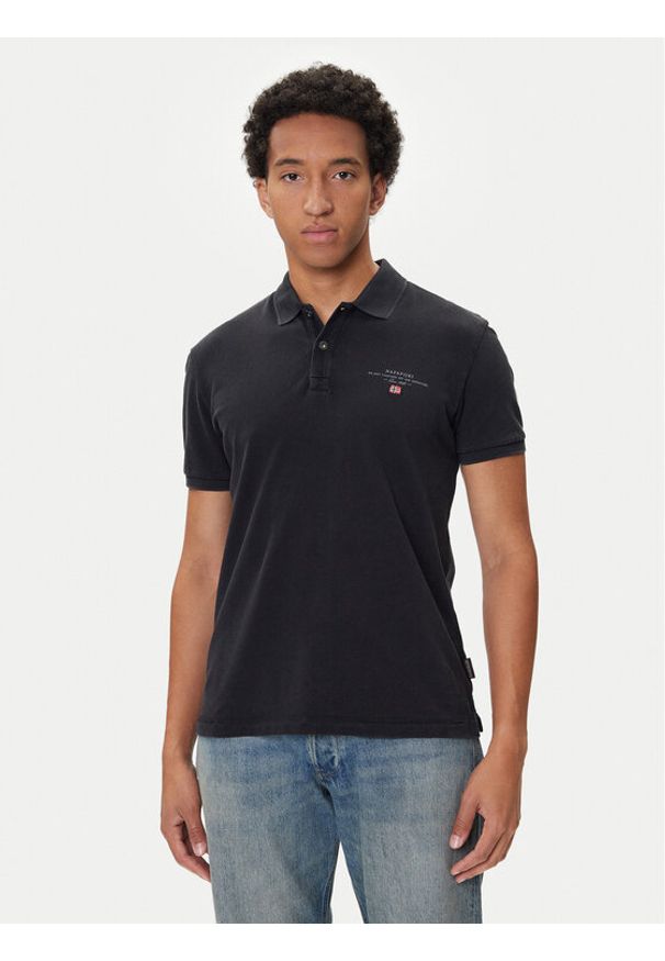 Napapijri Polo Elbas NP0A4GDL Czarny Regular Fit. Typ kołnierza: polo. Kolor: czarny. Materiał: bawełna