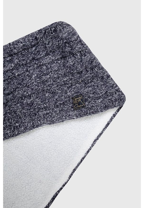 Superdry Komin z domieszką wełny kolor granatowy melanżowy. Kolor: niebieski. Materiał: wełna. Wzór: melanż