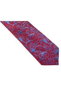 Modini - Bordowy krawat męski we florystyczny wzór C9. Kolor: czerwony. Materiał: mikrofibra, tkanina #1