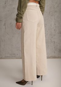 Renee - Beżowe Szerokie Jeansy Bawełniane High Waist Fyrlyss. Okazja: na co dzień. Stan: podwyższony. Kolor: beżowy. Styl: casual, elegancki #4