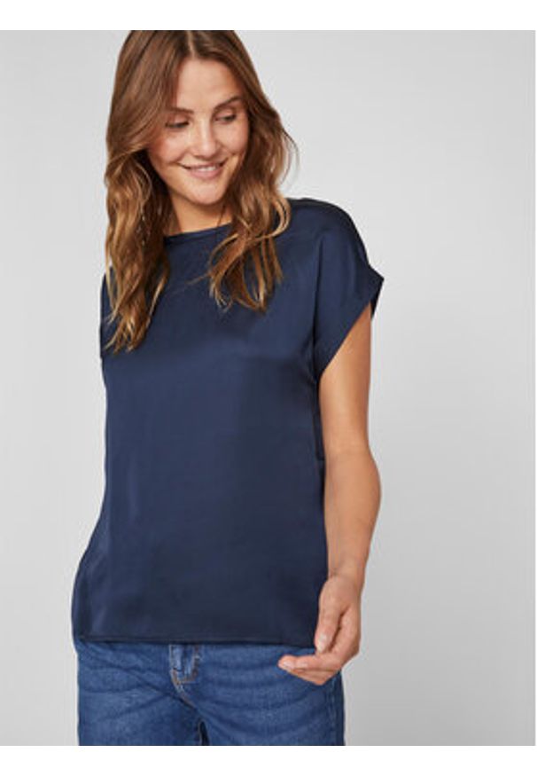 Vila T-Shirt Ellette 14059563 Granatowy Regular Fit. Kolor: niebieski. Materiał: syntetyk