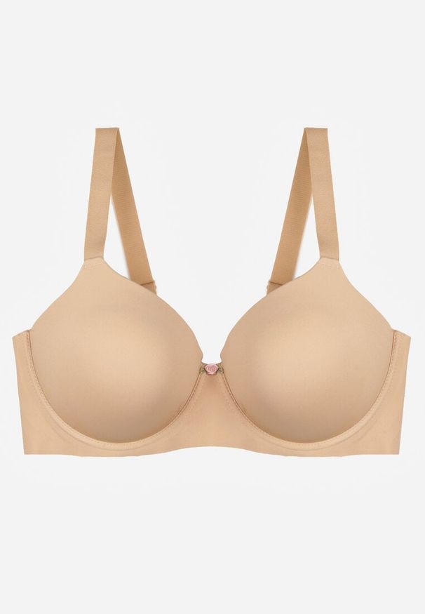 Born2be - Beżowy Gładki Biustonosz Klasyczny Idahlina. Kolor: beżowy. Wzór: gładki