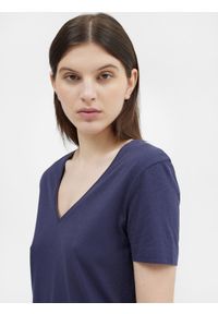 4f - T-shirt regular z dodatkiem bawełny organicznej damski. Kolor: niebieski. Materiał: bawełna