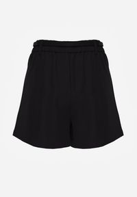 Renee - Czarne Spódnico-Szorty High Waist Ozdobione Metaliczną Aplikacją i Paskiem Retness. Okazja: na co dzień. Stan: podwyższony. Kolor: czarny. Wzór: aplikacja. Styl: casual #6