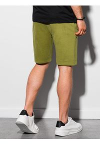 Ombre Clothing - Krótkie spodenki męskie dresowe W291 - oliwkowe - XXL. Kolor: oliwkowy. Materiał: dresówka. Długość: krótkie. Styl: klasyczny