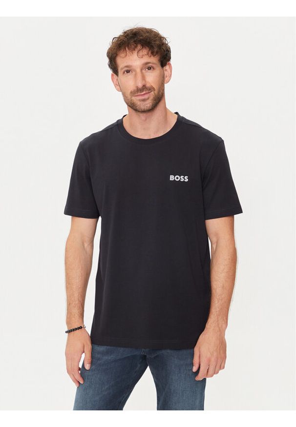 BOSS - Boss T-Shirt 50515620 Granatowy Regular Fit. Kolor: niebieski. Materiał: bawełna