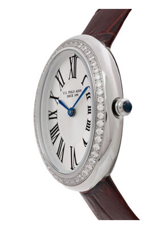 U.S. Polo Assn. Zegarek Ophelia USP8504BU Brązowy. Kolor: brązowy. Materiał: skóra