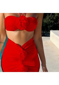 Intica - Strój kąpielowy z kwiatowym wzorem na plażę i basen Naciye. Kolor: czerwony. Materiał: materiał. Wzór: kwiaty #6