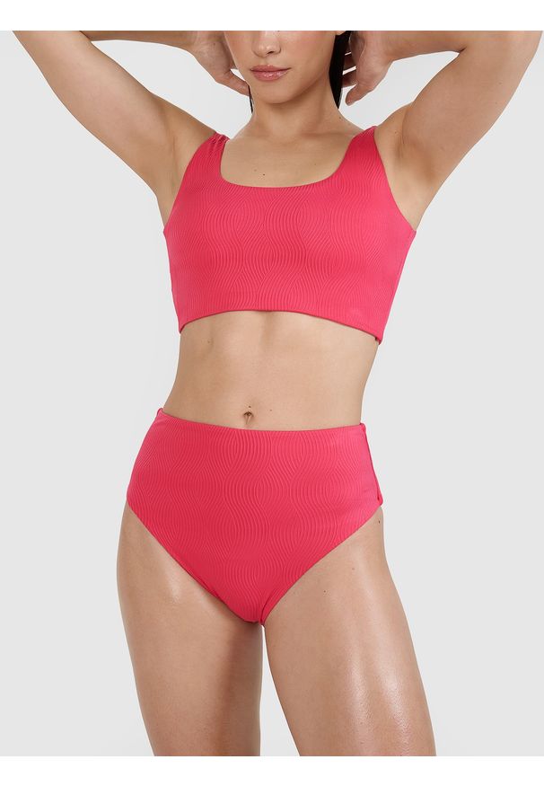 4f - 4F Dół od bikini damski - różowy XL. Stan: podwyższony. Kolor: różowy. Materiał: materiał, włókno, syntetyk, elastan