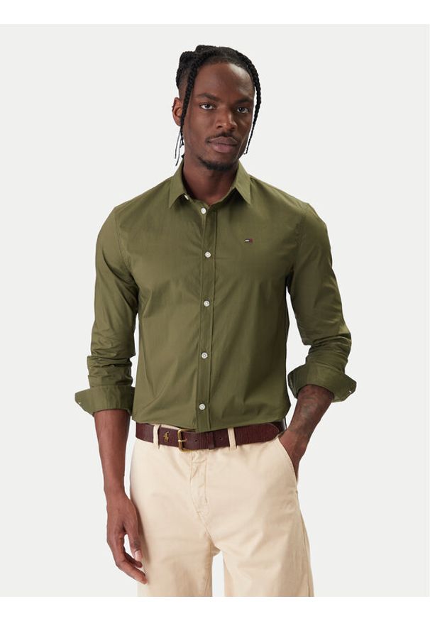 Tommy Jeans Koszula Original DM0DM04405 Zielony Slim Fit. Kolor: zielony. Materiał: bawełna