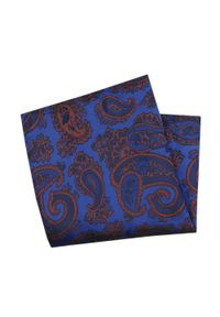 Alties - Elegancka Poszetka Męska ALTIES - Niebieska ze Wzorem Paisley. Kolor: niebieski, brązowy, wielokolorowy, beżowy. Materiał: poliester. Wzór: paisley #1
