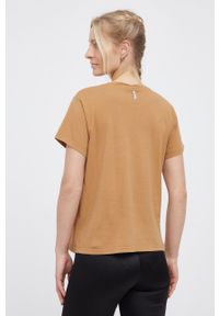 Deha T-shirt bawełniany kolor beżowy. Okazja: na co dzień. Kolor: beżowy. Materiał: bawełna. Wzór: nadruk. Styl: casual #4