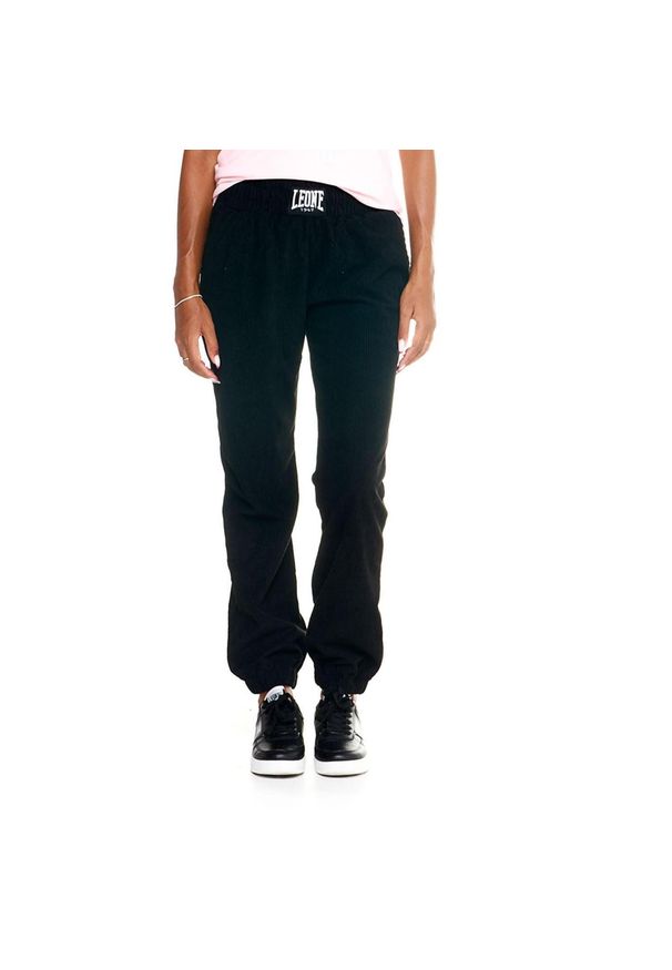 LEONE 1947 APPAREL - Damskie sztruksowe spodnie dresowe Leone Leisure. Kolor: czarny. Materiał: dresówka, sztruks. Sport: fitness