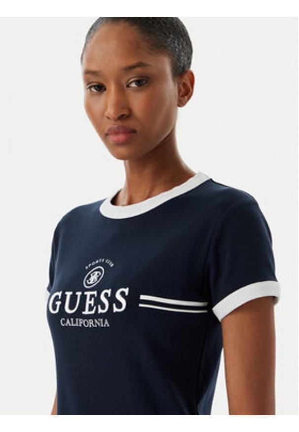 Guess Sukienka codzienna V6GK05 K2988 Granatowy Regular Fit. Okazja: na co dzień. Kolor: niebieski. Materiał: bawełna. Typ sukienki: proste. Styl: casual