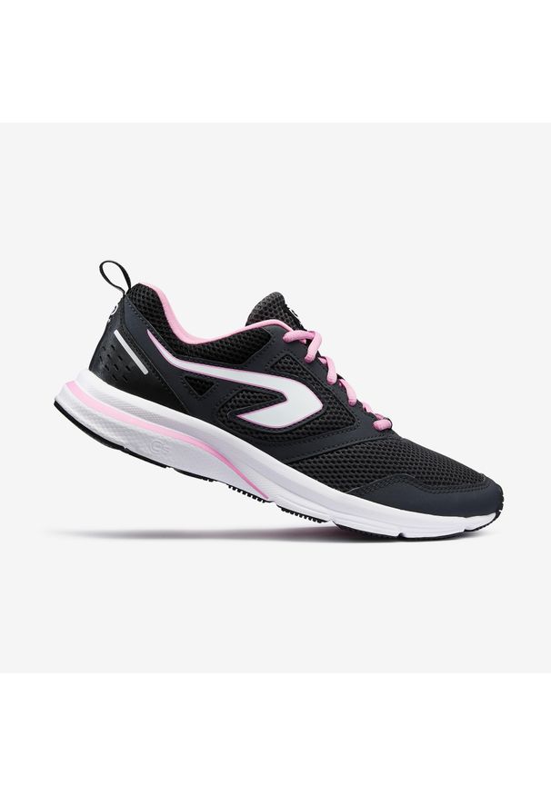 KALENJI - Buty do biegania damskie Kalenji Run Active. Zapięcie: pasek. Kolor: różowy. Materiał: materiał, syntetyk. Wzór: paski. Sport: bieganie