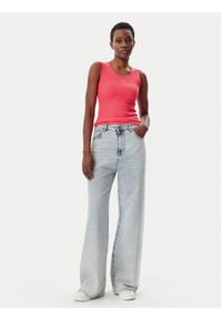 Tommy Jeans Top Essential DW0DW20673 Różowy Slim Fit. Kolor: różowy. Materiał: bawełna #4