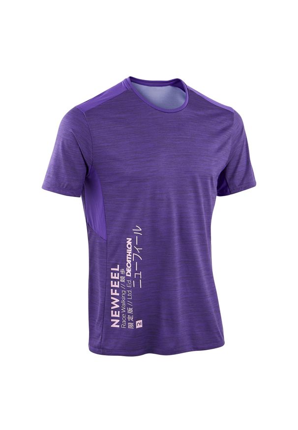NEWFEEL - Koszulka do chodu sportowego męska. Kolor: różowy, wielokolorowy, fioletowy. Materiał: elastan, materiał, poliester. Sport: turystyka piesza