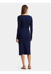 Lauren Ralph Lauren Sukienka dzianinowa 250889290003 Granatowy Slim Fit. Kolor: niebieski. Materiał: bawełna