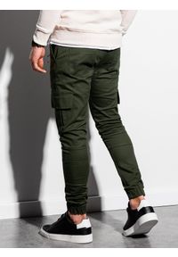 Ombre Clothing - Spodnie męskie joggery P1000 - khaki - XL. Kolor: brązowy. Materiał: bawełna, elastan #3