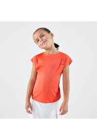 ARTENGO - Koszulka tenisowa dla dziewczynek Artengo TTS Soft. Kolor: pomarańczowy. Materiał: elastan, tkanina, materiał. Sport: tenis