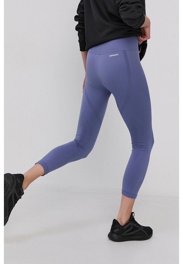 Adidas - adidas - Legginsy. Stan: podwyższony. Kolor: fioletowy. Materiał: dzianina, materiał. Wzór: gładki