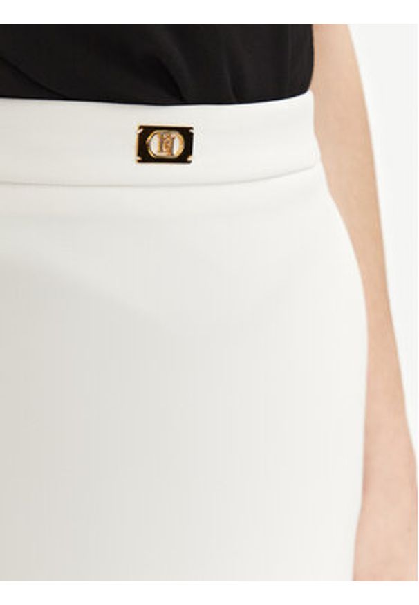 Elisabetta Franchi Spódnica midi GO-099-51E2-V260 Biały Regular Fit. Kolor: biały. Materiał: syntetyk