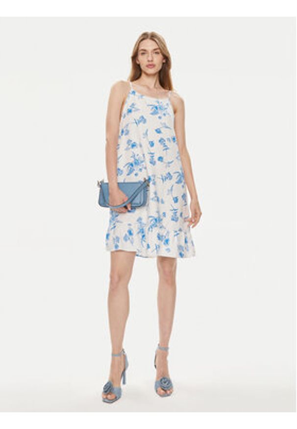 Vero Moda Sukienka letnia Mymilo 10303634 Biały Regular Fit. Kolor: biały. Materiał: bawełna, len, wiskoza. Sezon: lato