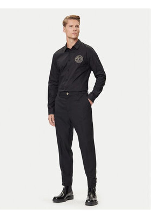 Versace Jeans Couture Koszula 79GALKS2 CN00K Czarny Slim Fit. Kolor: czarny. Materiał: bawełna