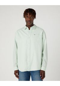 Wrangler Koszula W5D6LOX6U 112330800 Turkusowy Relaxed Fit. Kolor: turkusowy. Materiał: len #5