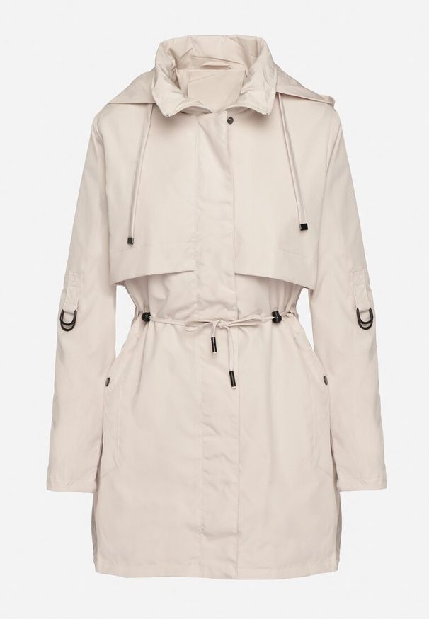 Born2be - Jasnobeżowa Kurtka Parka z Kapturem Odpinanym w Stylu Utility Janiora. Okazja: na co dzień. Typ kołnierza: kaptur. Kolor: beżowy. Długość rękawa: długi rękaw. Długość: długie. Styl: casual, klasyczny