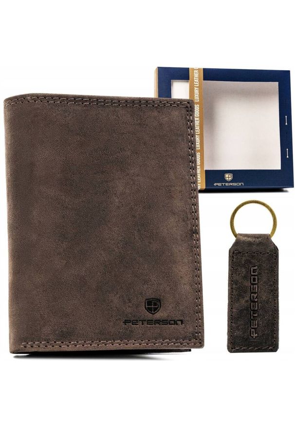 Zestaw prezentowy Peterson PTN SET-M-N4-CHM c. brązowy. Kolor: brązowy. Materiał: skóra