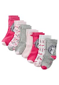 bonprix - Skarpetki dziecięce (7 par), bawełna organiczna. Kolor: szary. Materiał: bawełna. Wzór: prążki #1