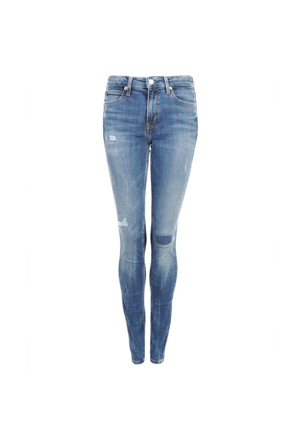 Calvin Klein Jeansy "Mid Rise Skinny". Materiał: jeans. Wzór: aplikacja