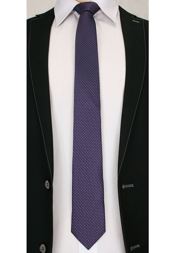 Stylowy, Męski Krawat w Drobny Wzór -6,7cm- Chattier, Kolorowy, Fioletowy. Kolor: niebieski. Materiał: tkanina. Wzór: kolorowy. Styl: elegancki