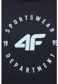 4f - 4F bluza męska kolor czarny z kapturem z aplikacją. Typ kołnierza: kaptur. Kolor: czarny. Wzór: aplikacja #3