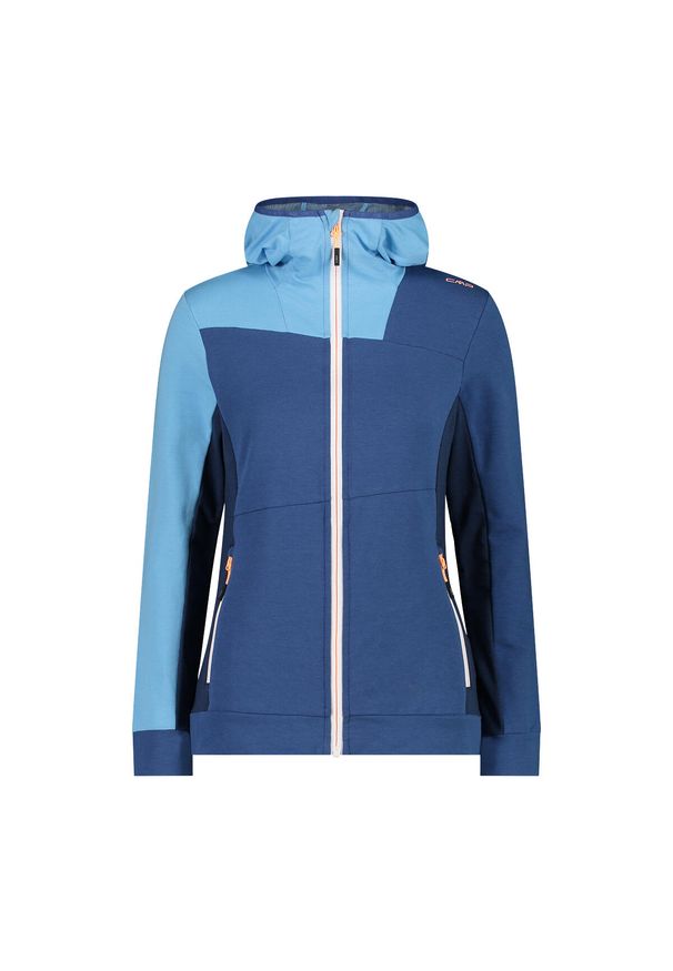 Bluza damska z kapturem CMP. Typ kołnierza: kaptur. Kolor: niebieski. Styl: sportowy. Sport: turystyka piesza