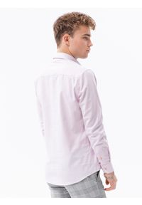 Ombre Clothing - Koszula męska z długim rękawem SLIM FIT - różowa K643 - XXL. Okazja: do pracy, na spotkanie biznesowe, na co dzień. Kolor: różowy. Materiał: materiał, bawełna. Długość rękawa: długi rękaw. Długość: długie. Styl: casual, biznesowy #6