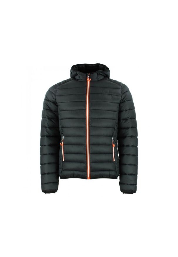 PEAK MOUNTAIN - Cienka kurtka z kapturem Peak Mountain. Typ kołnierza: kaptur. Kolor: czarny. Materiał: puch. Sport: turystyka piesza