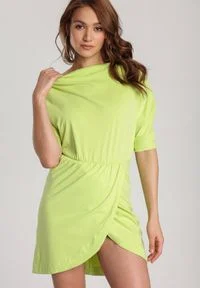 Renee - Limonkowa Sukienka Aquaneh. Typ sukienki: proste, dopasowane. Długość: mini #1