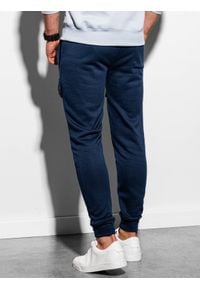 Ombre Clothing - Spodnie męskie dresowe joggery - granatowe P904 - L. Kolor: niebieski. Materiał: dresówka #6
