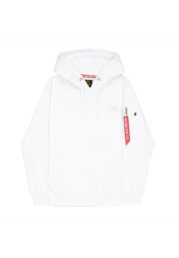 Bluza Alpha Industries Back Print Hoody 17831809 - biała. Typ kołnierza: kaptur. Kolor: biały. Materiał: bawełna, poliester. Wzór: nadruk