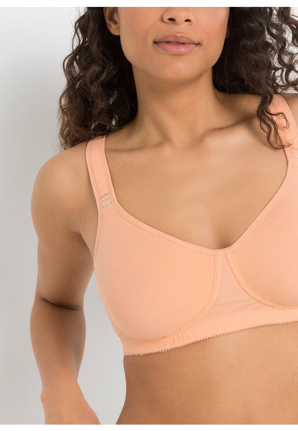 bonprix - Biustonosz typu T-shirt bez fiszbinów z bawełny (2 szt.). Kolor: pomarańczowy. Materiał: bawełna