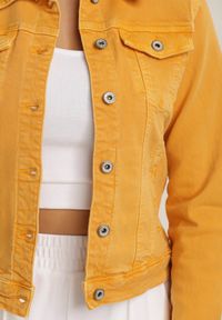 Renee - Żółta Kurtka Jeansowa Peithelia. Okazja: na co dzień. Kolor: żółty. Materiał: jeans. Długość rękawa: długi rękaw. Długość: długie. Wzór: moro, aplikacja. Styl: casual, militarny #4