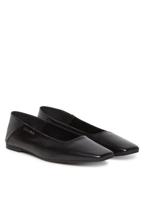 Calvin Klein Baleriny Flat Ballerina - Lth HW0HW02463 Czarny. Kolor: czarny. Materiał: skóra