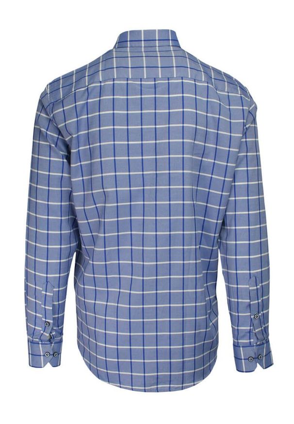 Ravanelli - Koszula Wizytowa, Niebieska w Kratkę, z Długim Rękawem, Bawełniana, Prosty Krój -RAVANELLI. Okazja: do pracy, na spotkanie biznesowe. Kolor: niebieski. Materiał: bawełna. Długość rękawa: długi rękaw. Długość: długie. Wzór: kratka. Styl: wizytowy